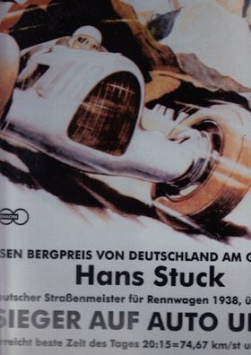 Hans Stuck Sieger auf Auto Union, Blechschild