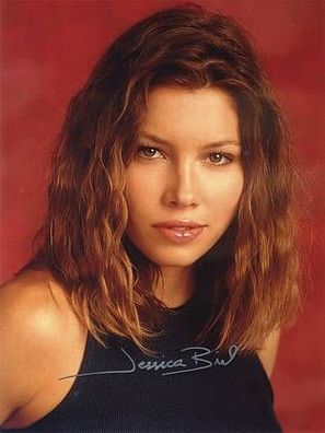 Original Autogramm Jessica BIEL auf Großfoto