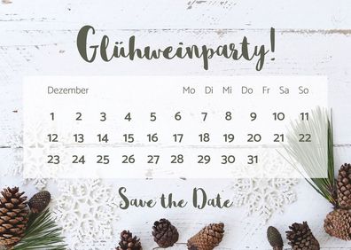 Save the Date Karten Glühweinparty, Einladung Weihnachtsfeier