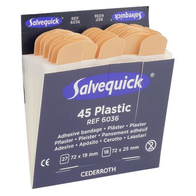 Salvequick® Nachfüllpack 6036 wasserabweisend 45 Stück Pflasterstrips Pflaster