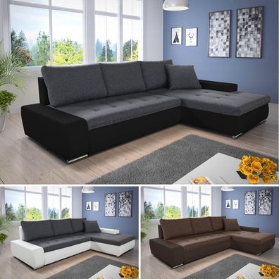 Ecksofa mit Schlaffunktion Faris - Couch mit Bettkasten, Sofagarnitur, Sofa, Eckcouch