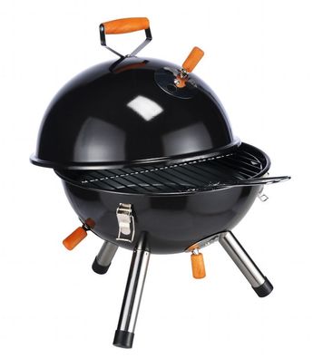 Mini Kugelgrill schwarz - 40 x 30 cm - Picknick Camping Grill Holzkohle Tisch Grill