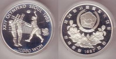 10000 Won Silber Münze Südkorea 1988 Olympiade Seoul Volleyball 1987
