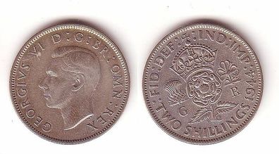 2 Schilling Silber Münze Großbritannien 1944