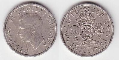 2 Schilling Kupfer-Nickel Münze Großbritannien 1949