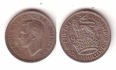 1 Schilling Silber Münze Großbritannien 1942