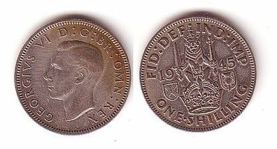 1 Schilling Silber Münze Großbritannien 1945