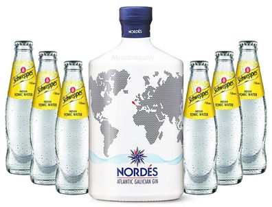 Nordes Atlantic Galician Gin aus Galizien 0,7l (40% Vol) + 6x Schweppes Indian