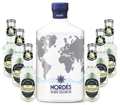 Nordes Atlantic Galician Gin aus Galizien 0,7l (40% Vol) + 6 x Fentimans Premiu