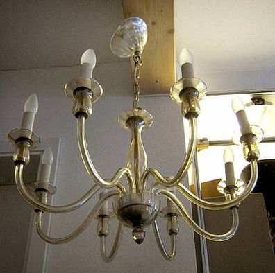 schöne Lampe * Hängelampe * Kronleuchter aus Glas Vintage 50er J. * Flämische Krone