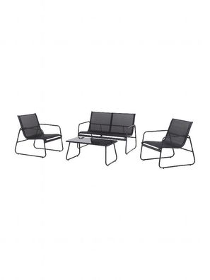 Garten Meny Lounge Loungeset schwarz Sitzgruppe Tisch Bank Stühle Sessel