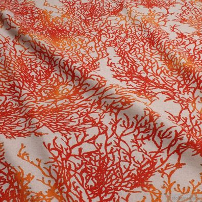 Stoff Baumwolle Polyester Rips natur Koralle Korallenriff