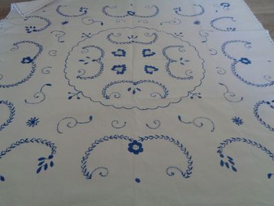 Tischdecke Handarbeit mit Stickerei 90x100cm Baumwolle