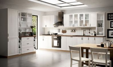 Küche Küchenzeile XXL Landhaus weiß grau Shabby - Soft Close Küchenblock
