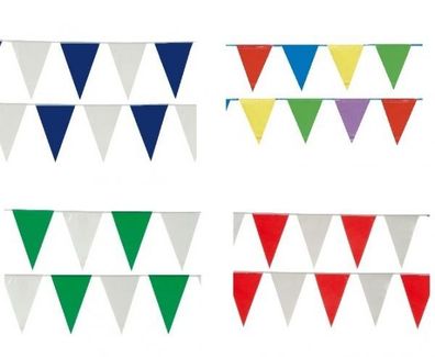 Folien-Wimpelkette - 10 m - Farbe: blau/ weiß, grün/ weiß, rot/ weiß oder bunt