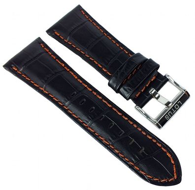 Lotus Watches Uhrenarmband 28mm schwarz Leder Krokooptik 15411/9 15411