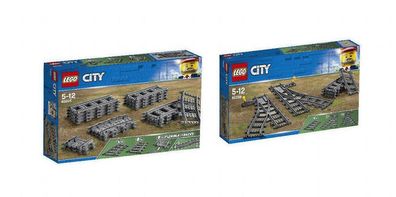 LEGO® City Eisenbahn Set 60205 + Set 60238 Schienen, Kurven Flex und Weichen