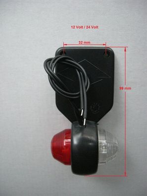 Positionsleuchte Markierungsleuchte Distanzleuchte Rot + Weiß LED 12V/24V Rechts