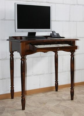 Massivholz Sekretär mit Tastaturauszug kolonial PC Computer-tisch braun nußbaum Farbe