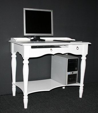 Massivholz Sekretär weiß Büro tisch Schreibtisch PC Computertisch gedrechselte beine