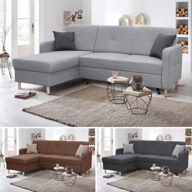 Ecksofa Oslo mit Schlaffunktion, Scandinavian Design Couch, Sofagarnitur, Sofa, Bett