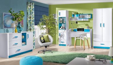 Jugendzimmer Kinderzimmer komplett Thiago Set B Farbauswahl Schrank Schreibtisch Rega