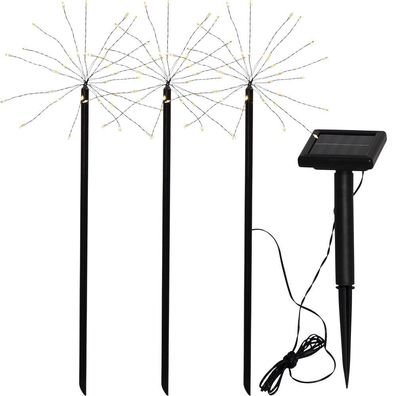 LED Solar-Stäbe Firework schwarz 3x30er warmweiß 100x40cm außen 480-58