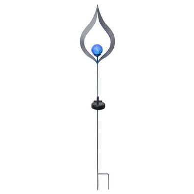 LED Solarstab Melilla Flamme / Glaskugel blau silber außen 480-65