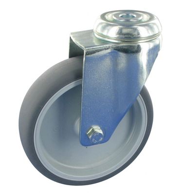 Apparaterollen Lenkrolle ohne Feststeller Ø100mm TPE Gummi Rückenloch