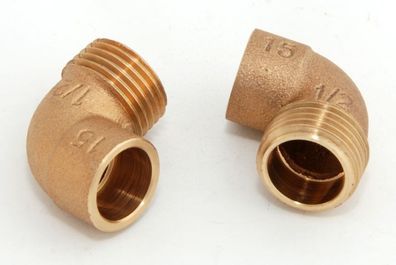 2x Rotguss Winkel i/ a 90° 15mm - 1/2" / 4092g Rotgussfitting red brass gunmetal