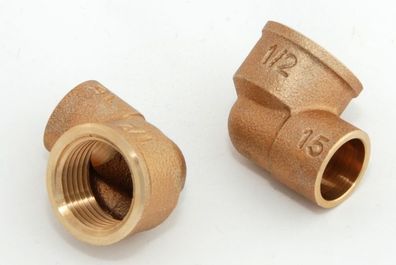 2x Rotguss Winkel i/ i 90° 15mm - 1/2" / 4090g Rotgussfitting red brass gunmetal