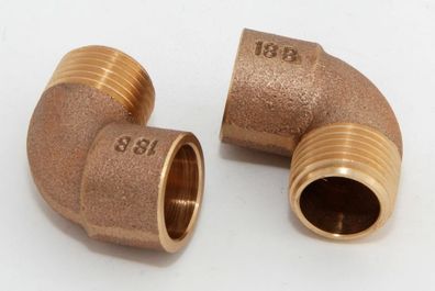 2x Rotguss Winkel i/ a 90° 18mm - 1/2" / 4092g Rotgussfitting red brass gunmetal