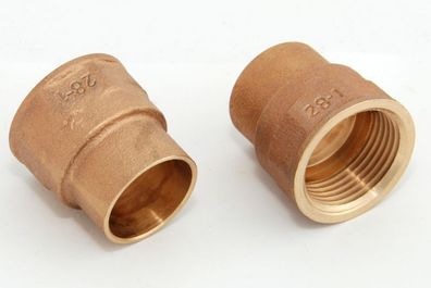 2x Rotguss Übergangsmuffen i/ i 28mm 1" 4270g Fitting red brass Klima gunmetal