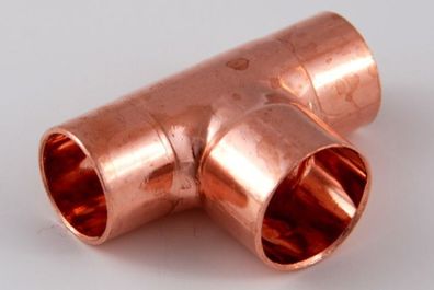 2x Kupferfitting Reduzier-T-Stück 15-18-15 mm 5130 Lötfitting copper fitting CU