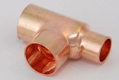 2x Kupferfitting Reduzier-T-Stück 18-18-15 mm 5130 Lötfitting copper fitting CU
