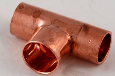 2x Kupferfitting Reduzier-T-Stück 10-12-10 mm 5130 Lötfitting copper fitting CU