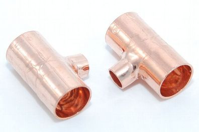 2x Kupferfitting Reduzier-T-Stück 15-8-15 mm 5130 Lötfitting copper fitting CU