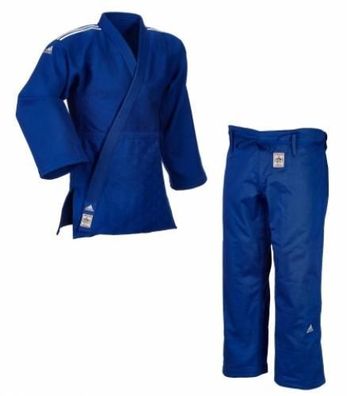 Judoanzug adidas Champion II IJF blau mit weißen Schulterstreifen
