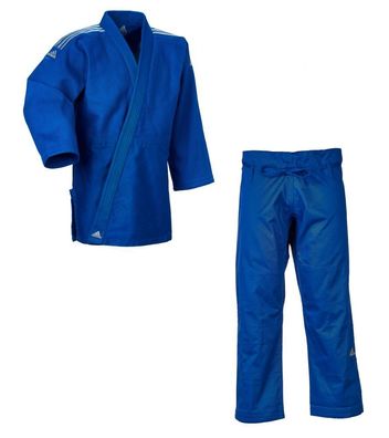 Judoanzug Adidas Contest J650B blau mit silbernen Schulterstreifen