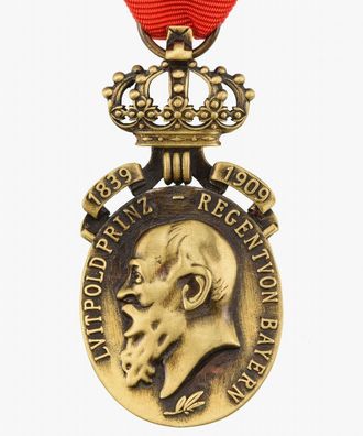 Bayern Prinzregent Luitpold Jubiläumsmedaille mit Krone und Jahreszahlen 1839 - 1909