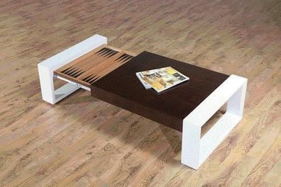 Designer Couchtisch Wohnzimmertisch Backgammon ausziehbar