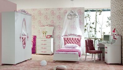 Kinderzimmer PRETTY 2 rosa mit Bett 90x200cm, Mädchenzimmer, Sparset 6-teilig