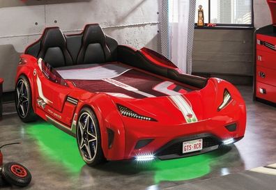 Cilek Spiel Autobett GTS SPORT rot mit Polsterung, Full LED Licht, Sound, Kinderbett