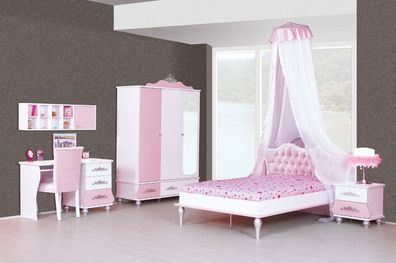 Kinderzimmer Anastasia 6 rosa mit Bett 90x200cm, Mädchenzimmer, Sparset 8-teilig