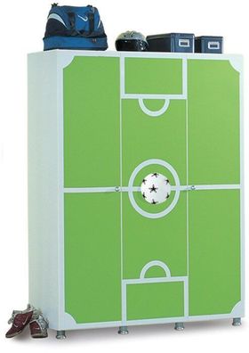 Kinder Kleiderschrank Fußball Stadion mit 3 Drehtüren grün, NEU