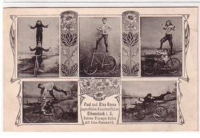 56524 Ak Eibenstock in Sachsen jugendliche Kunstradfahrer um 1910