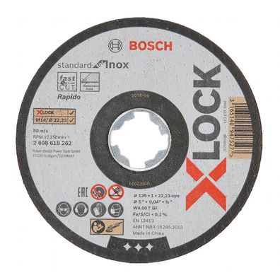 Bosch X-LOCK Trennscheibe 125x1x22,23mm Standard for Inox für Winkelschleifer
