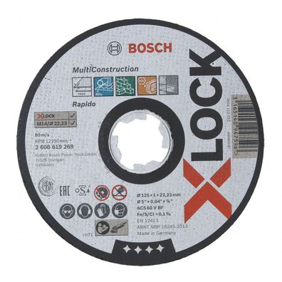 Bosch X-LOCK Trennscheibe Multi Construction 125x1x22,23 mm für Winkelschleifer