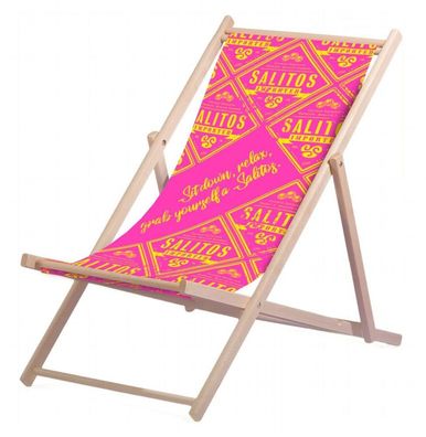 Salitos Liegestuhl Pink aus Buchenholz dreifach verstellbar Beach Party Festiva