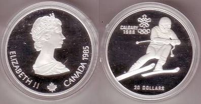 20 Dollar Silber Münze Kanada Olympiade Calgary 1988 Abfahrtsklauf